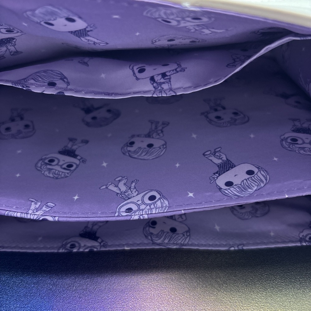 BTS Iridescent Quilted Crossbody Shoulder Bag Funko Pop Loungefly Purple Cream - Picture 5 of 5